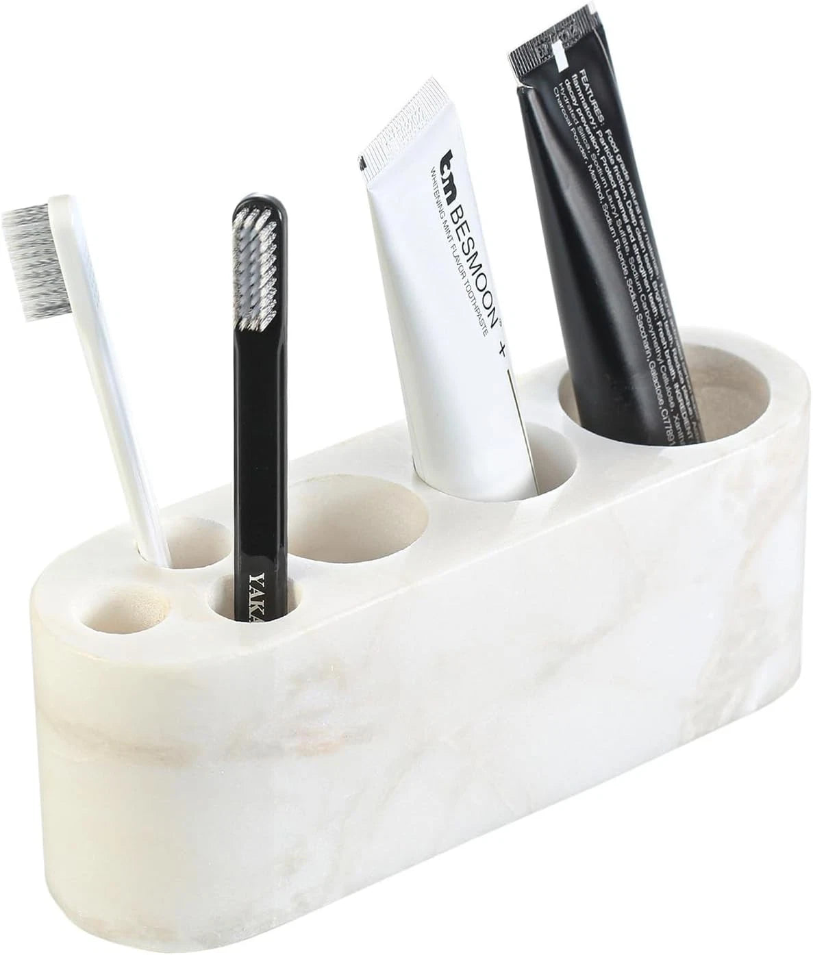 Bathroom toothbrush holder, 6-slot marble toothbrush and toothpaste holder